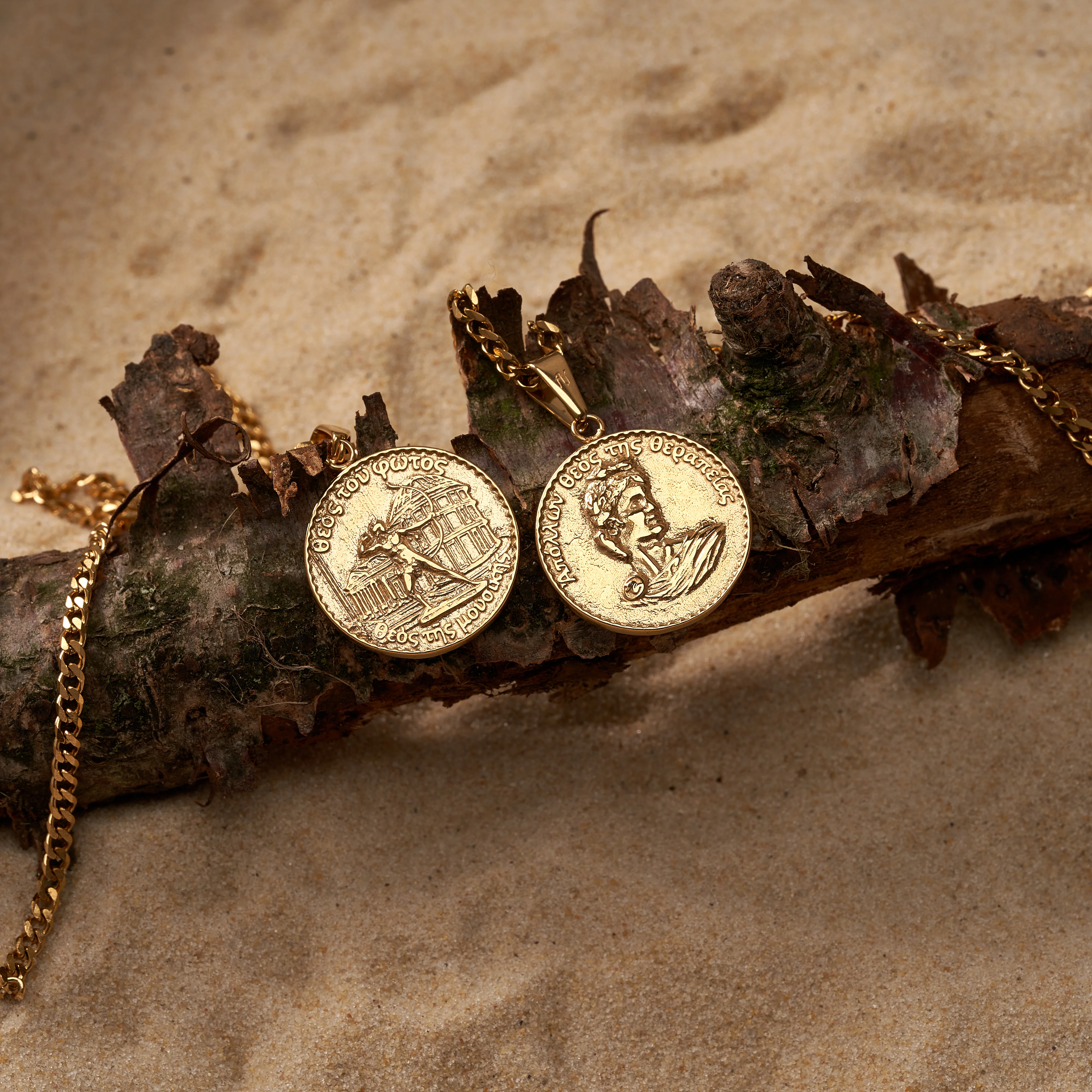 Apollo Double Sided Coin Pendant - Gold - Image 10