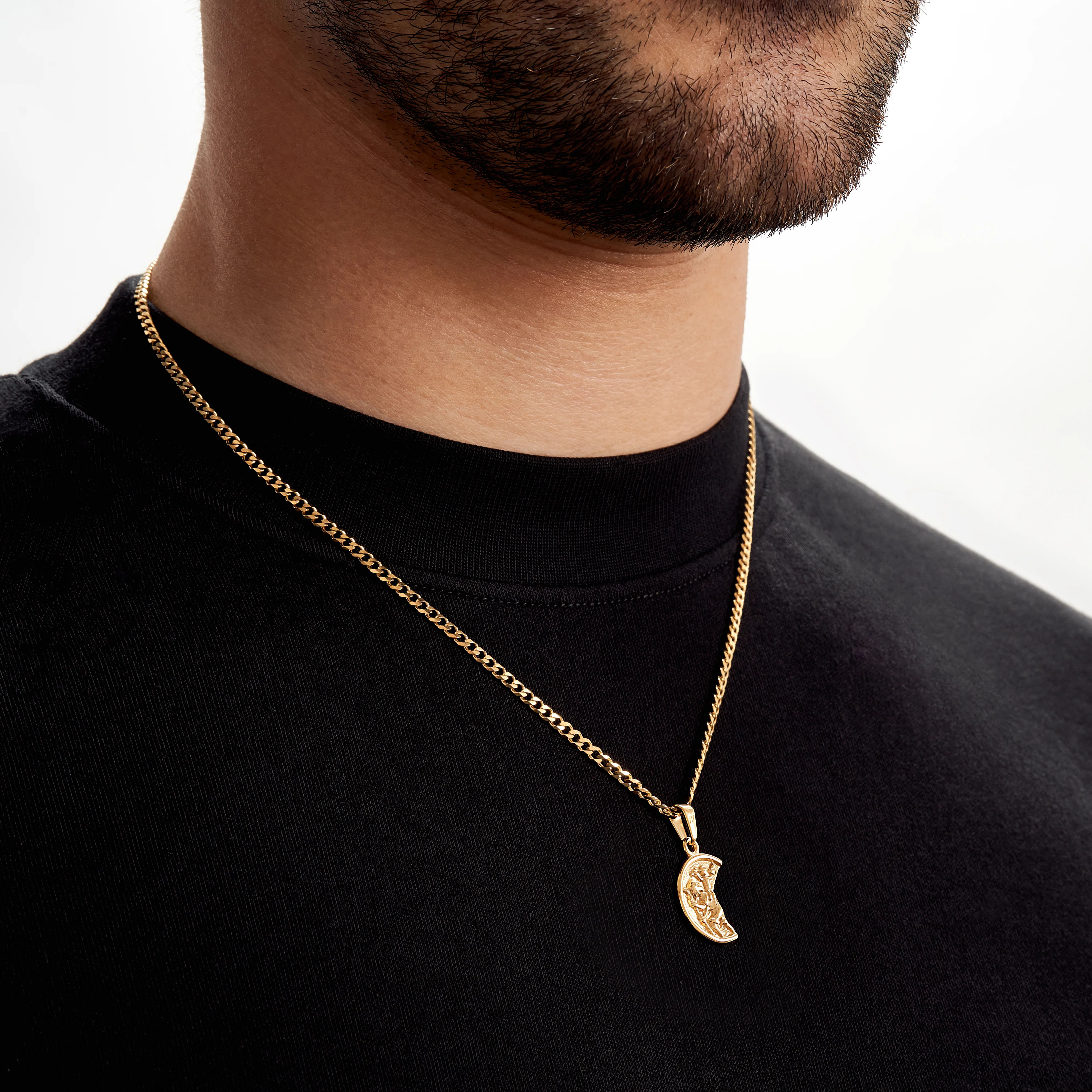 Gold St Christopher Necklace Half Coin - Image 3