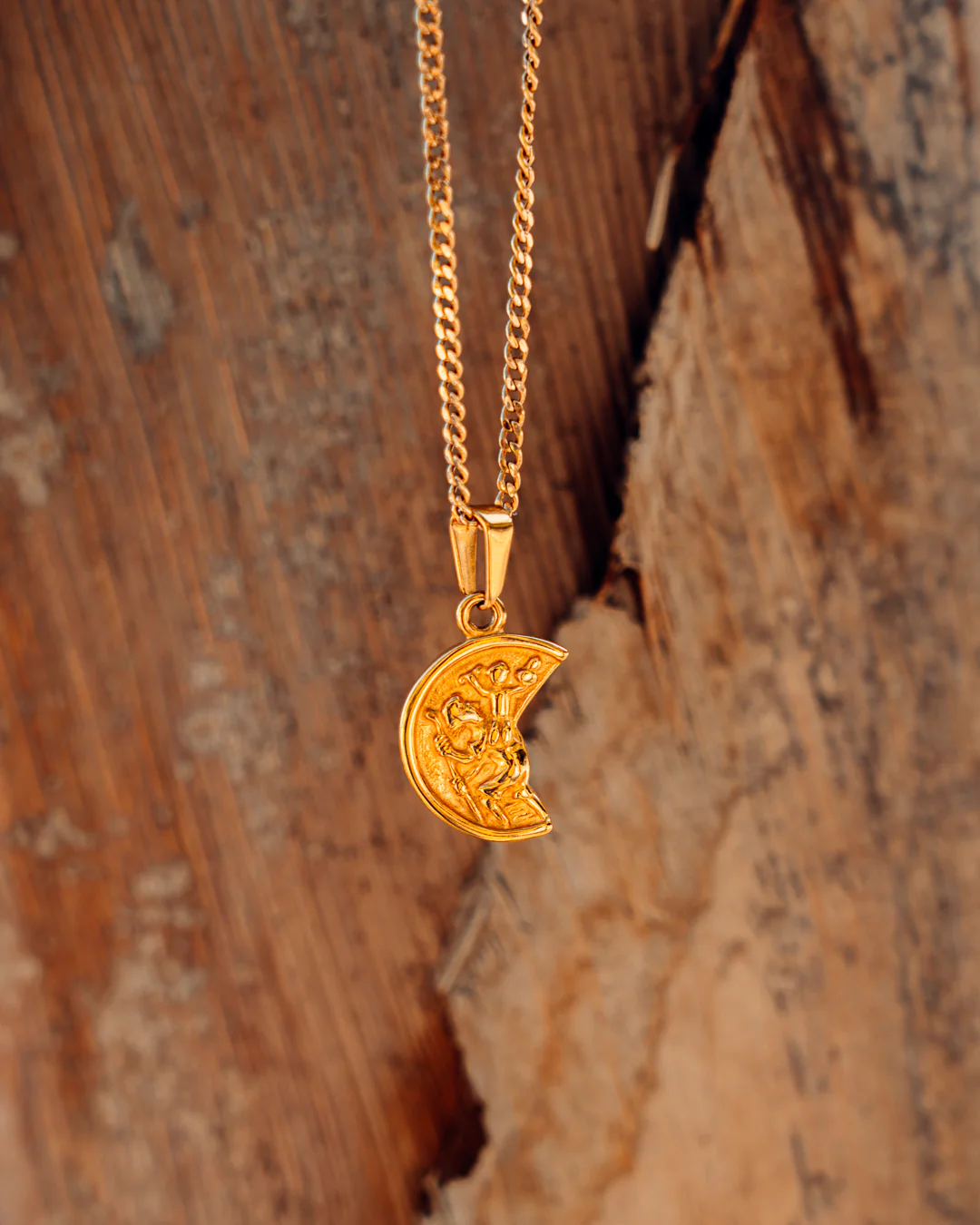 Gold St Christopher Necklace Half Coin - Image 4