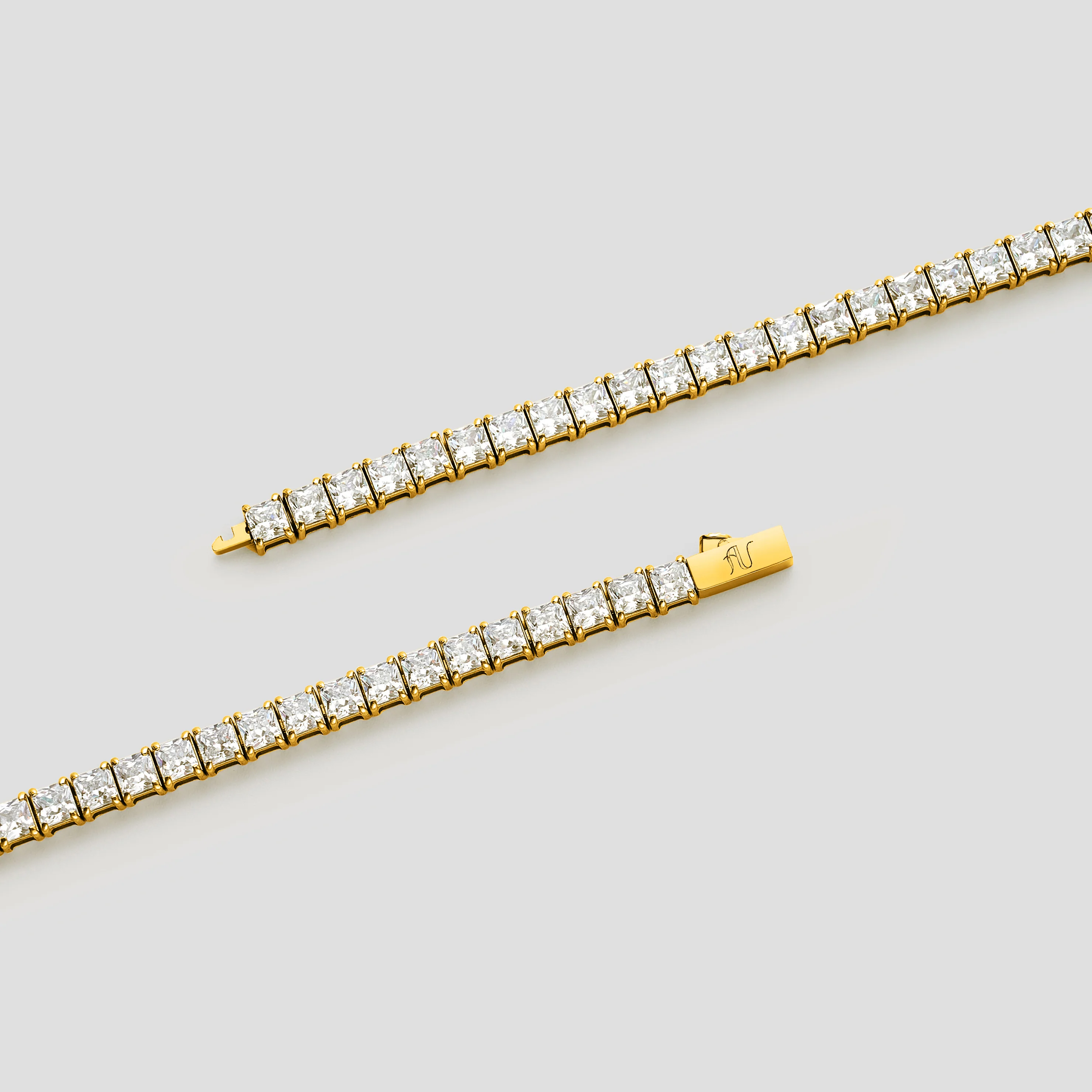 Gold Tennis Bracelet - 4 mm (Square Cut) - Image 4