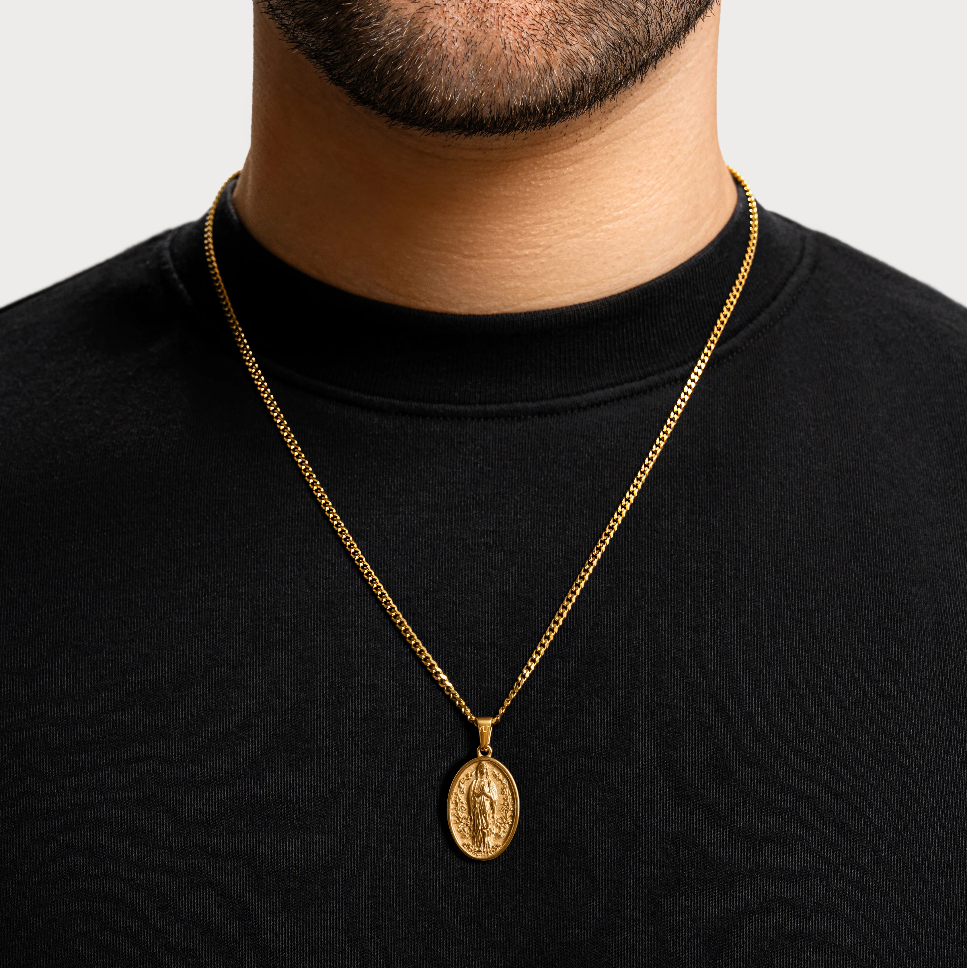 Virgin Mary Necklace - Gold - Image 3