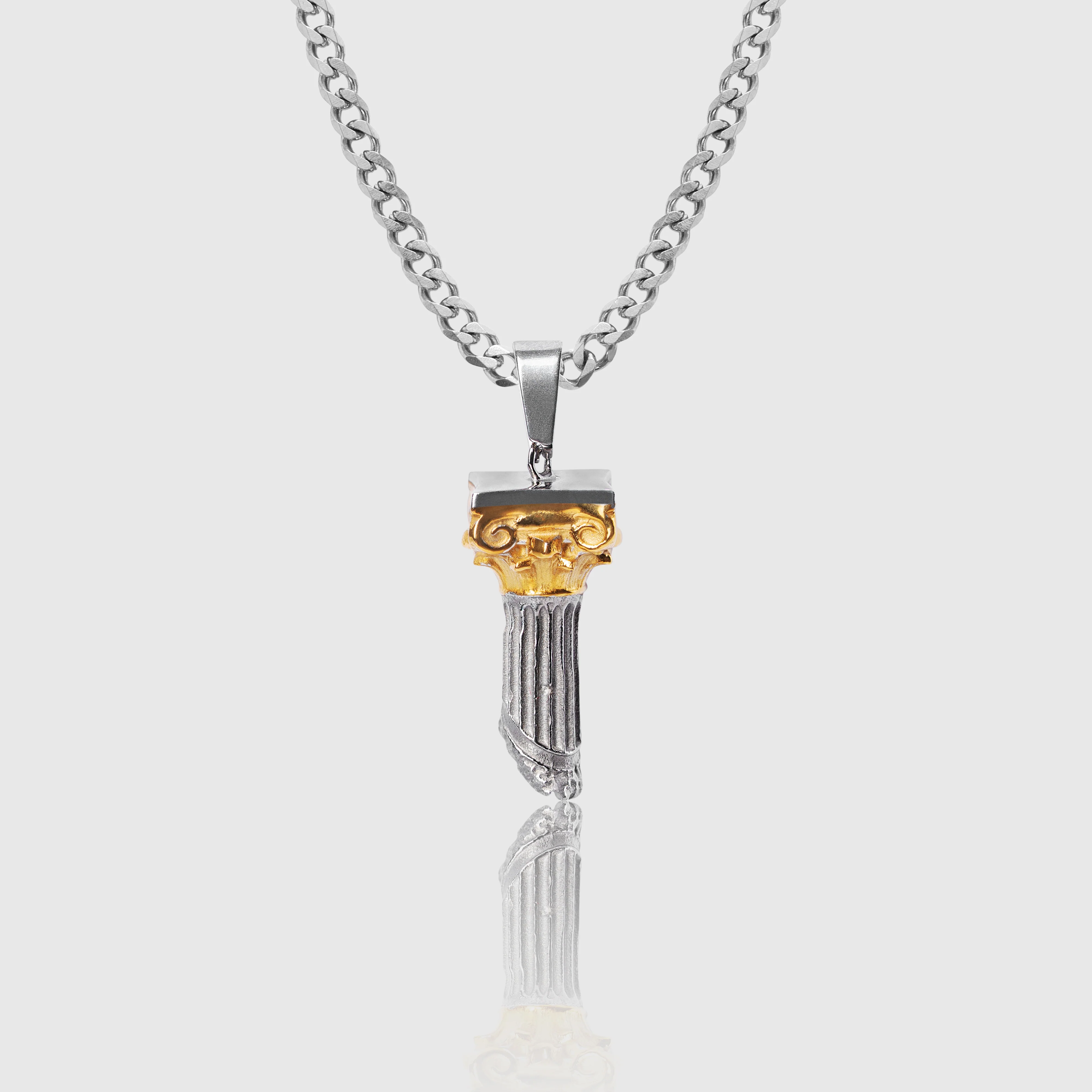 Greek Pillar Necklace (Two Tone)