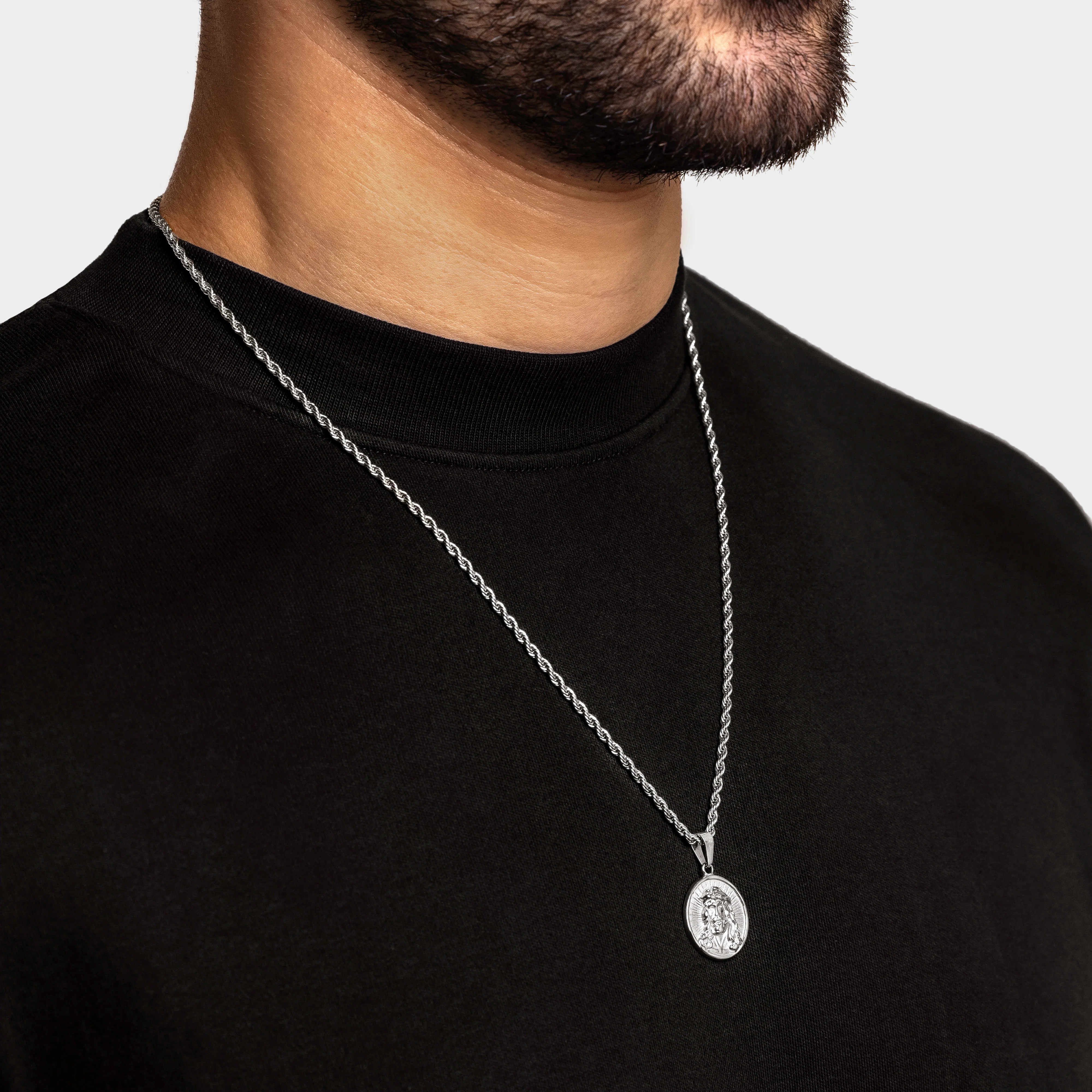 Jesus Necklace - Silver - Image 3