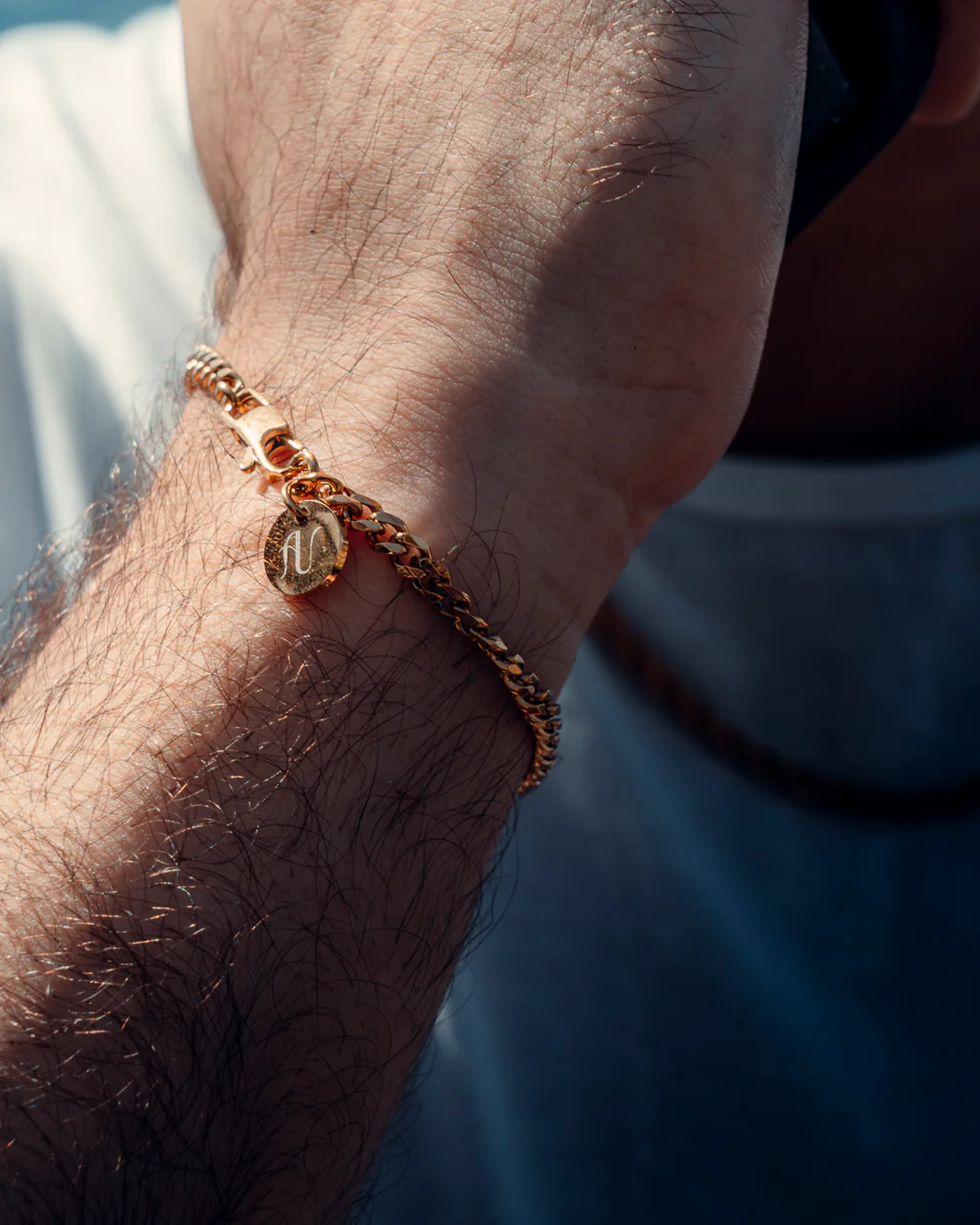 Mens Gold Bracelet - 4 mm - Image 5