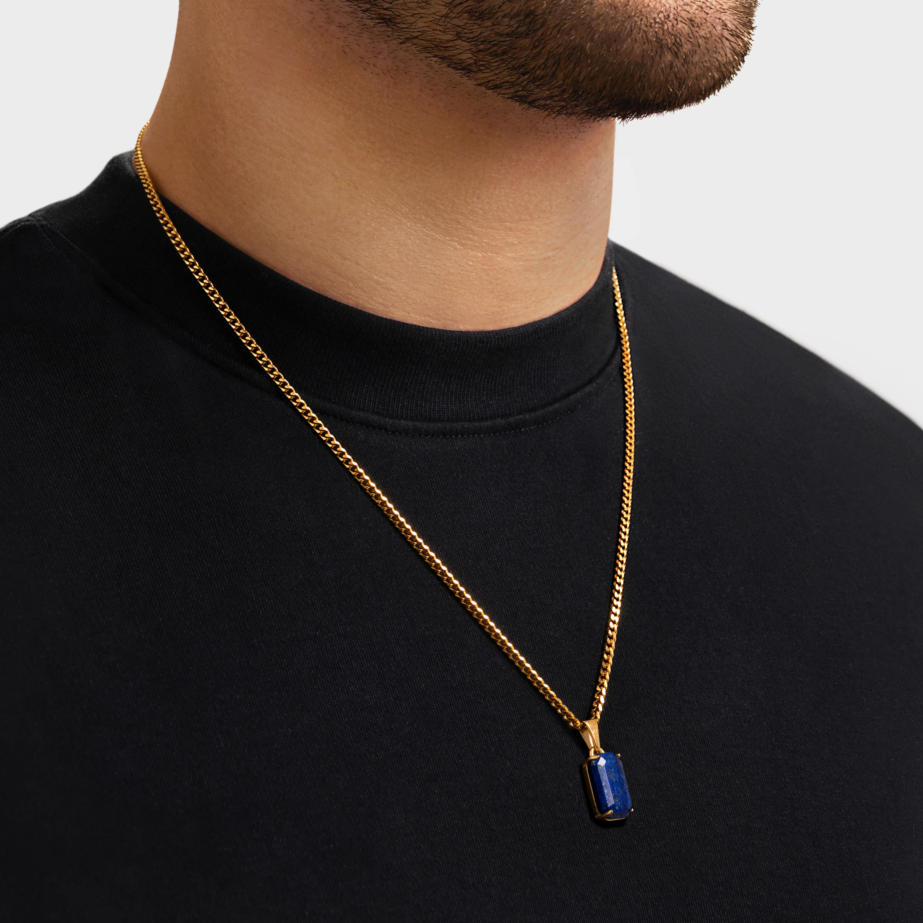 Natural Lapis Lazuli Necklace - Gold - Image 3