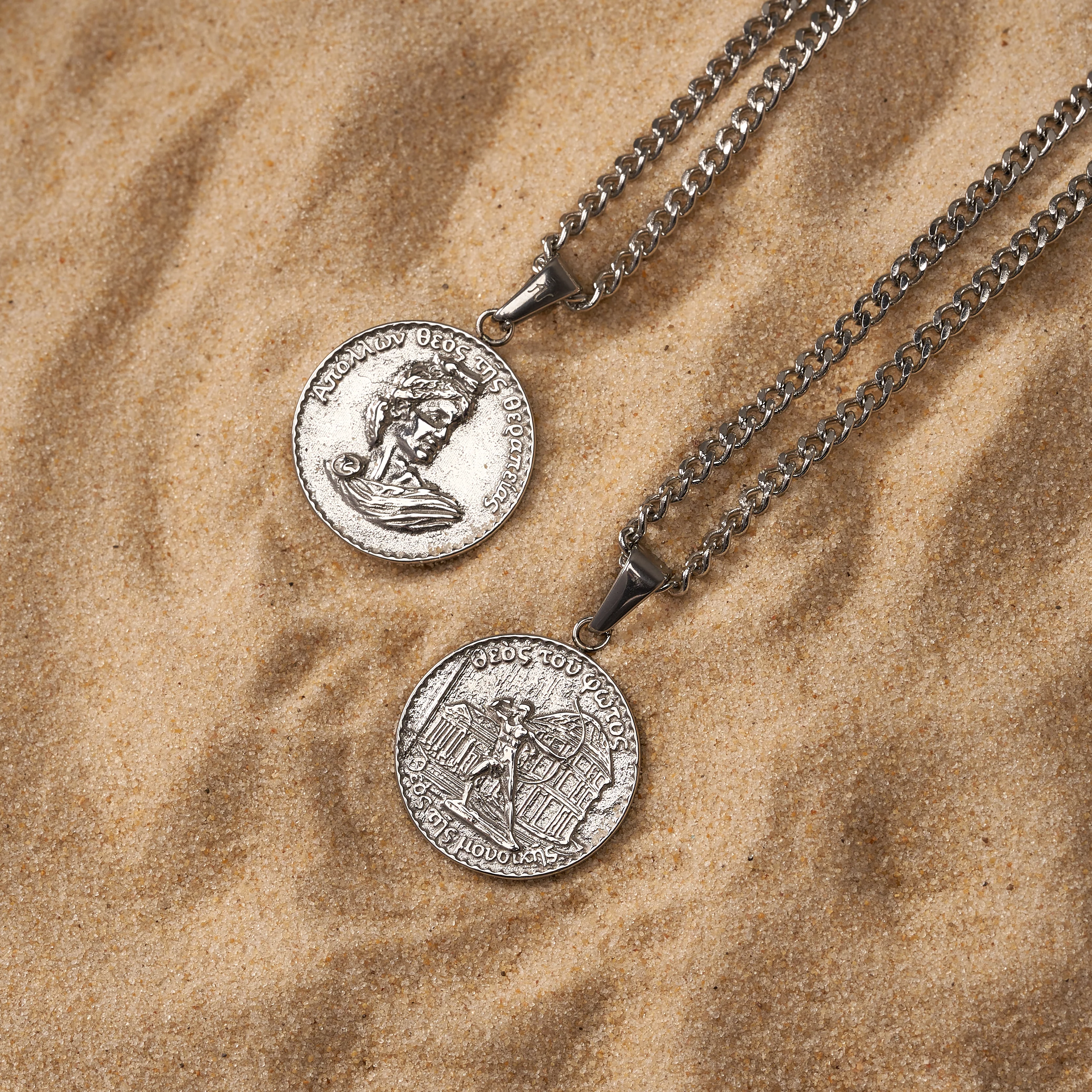 Apollo Double Sided Coin Pendant - Silver - Image 10