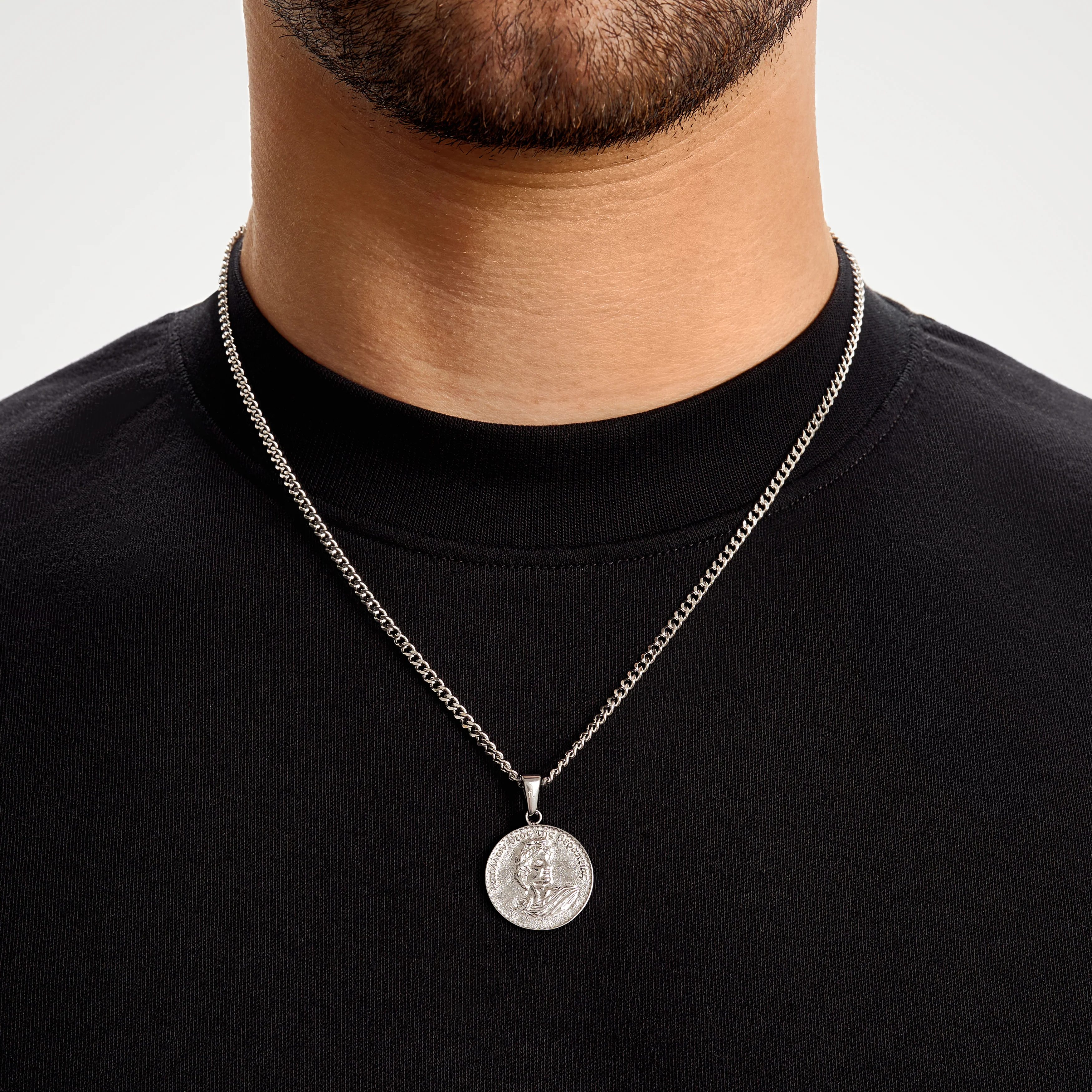 Apollo Double Sided Coin Pendant - Silver - Image 3