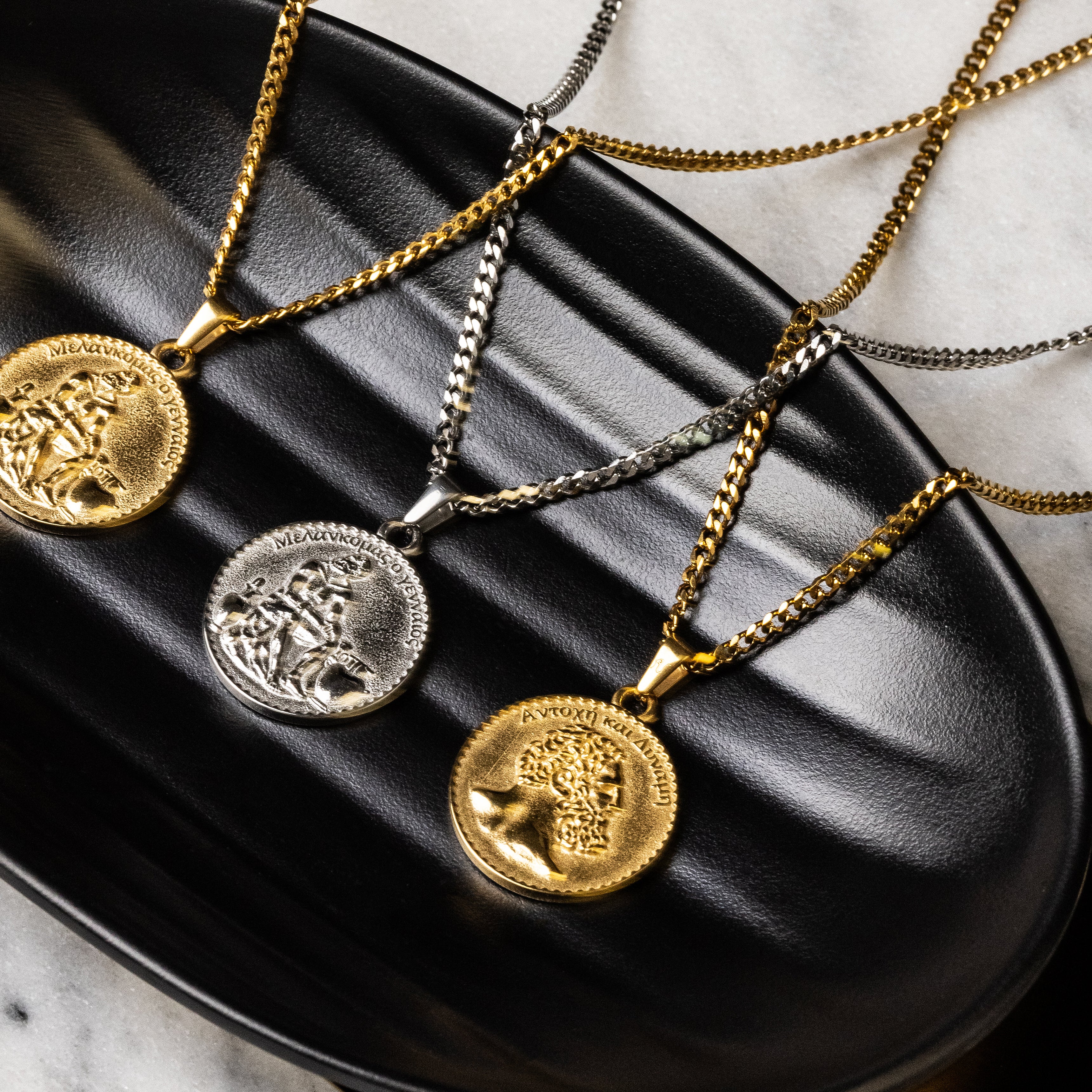 Greek Boxer Double Sided Coin Pendant - Silver - Image 11