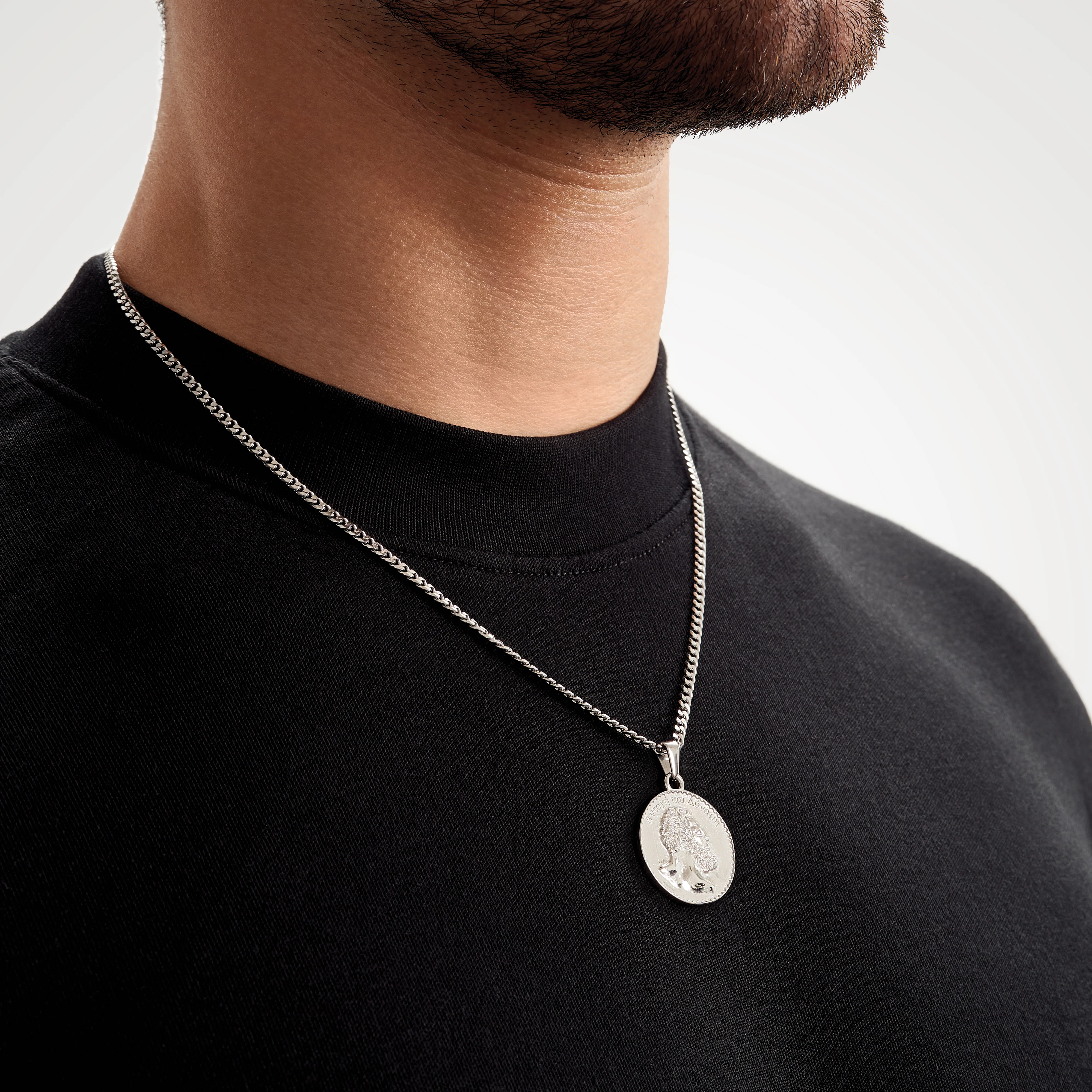 Greek Boxer Double Sided Coin Pendant - Silver - Image 5