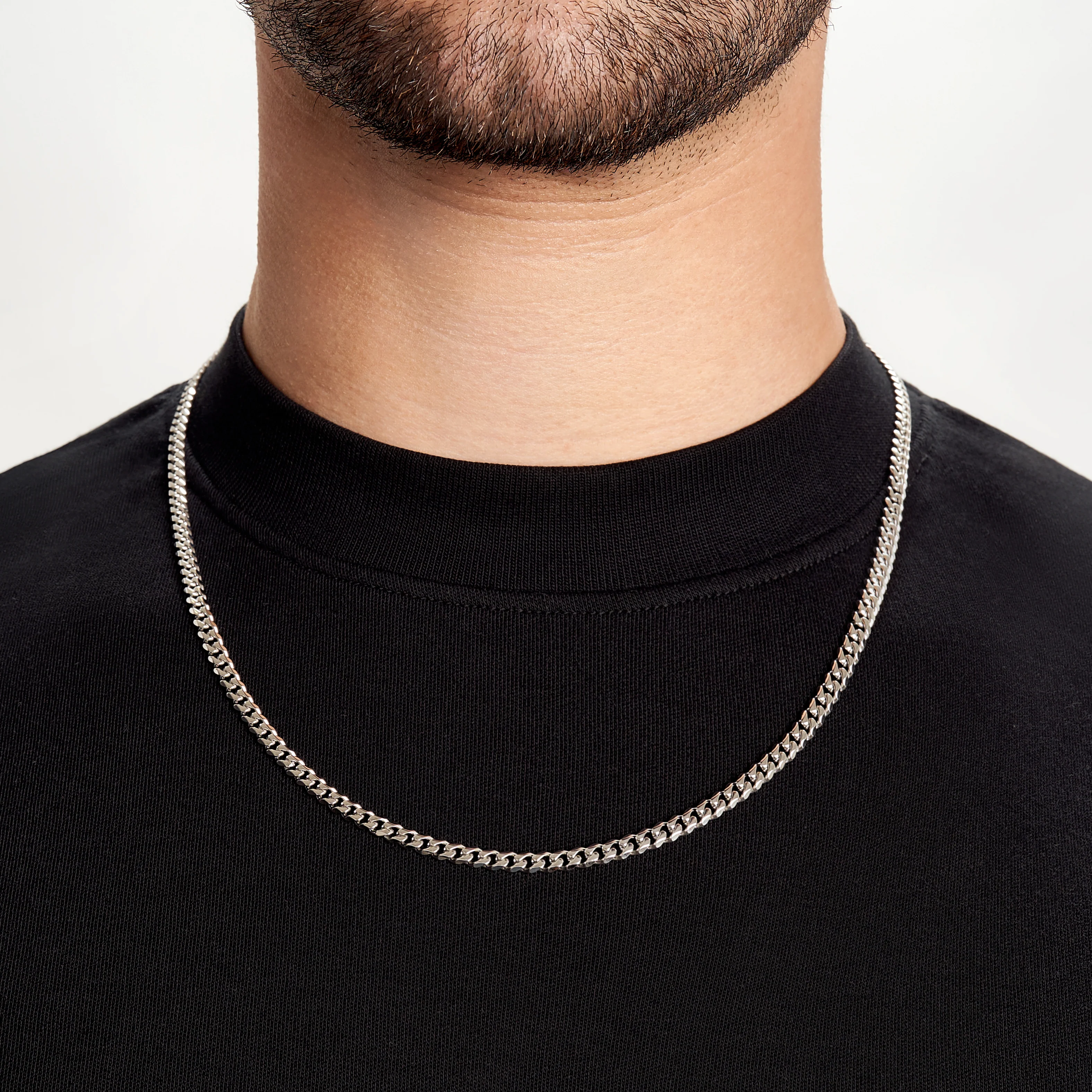 Silver Cuban Link Chain - 4 mm - Image 3