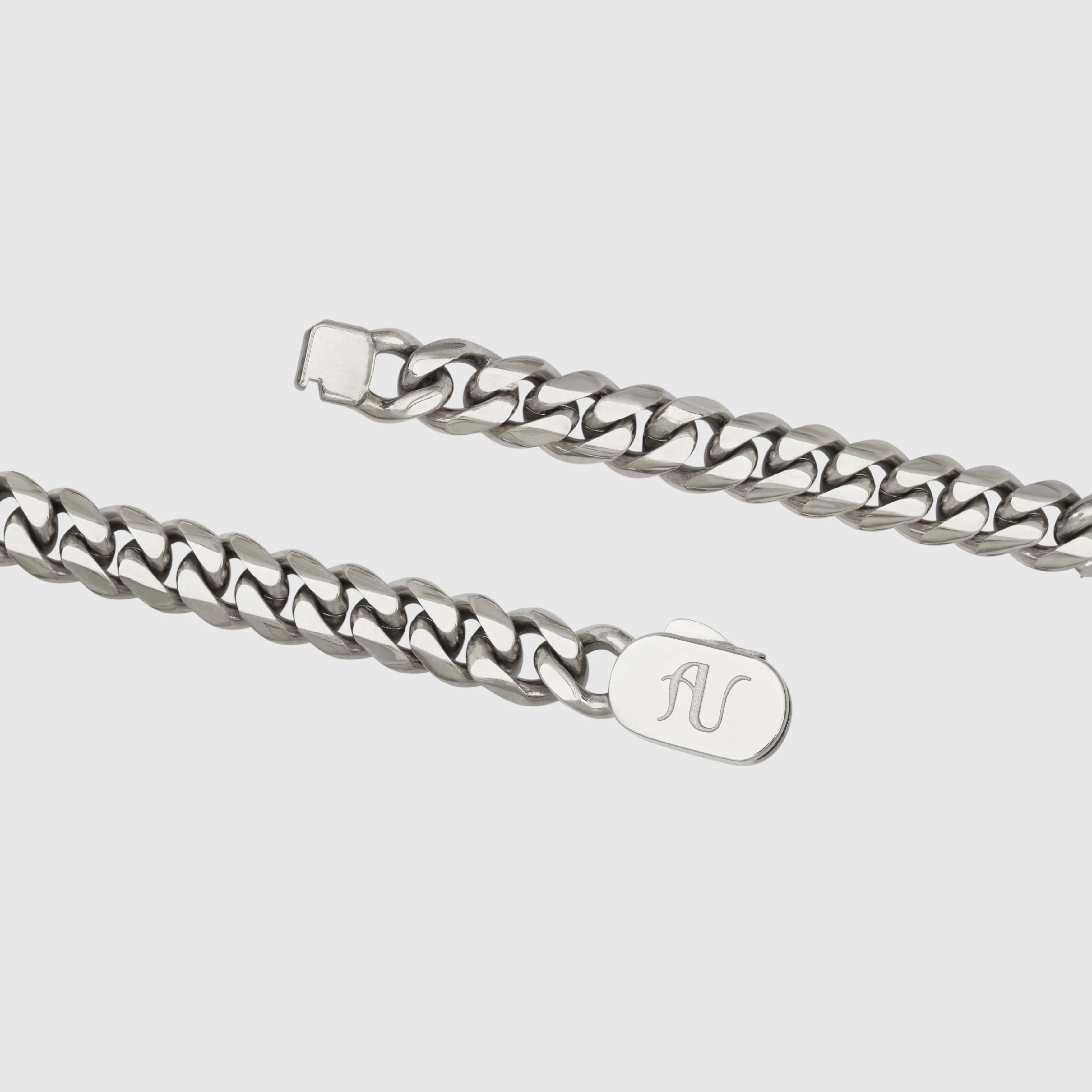 Silver Cuban Link Chain and Bracelet Set - 8 mm - Image 5