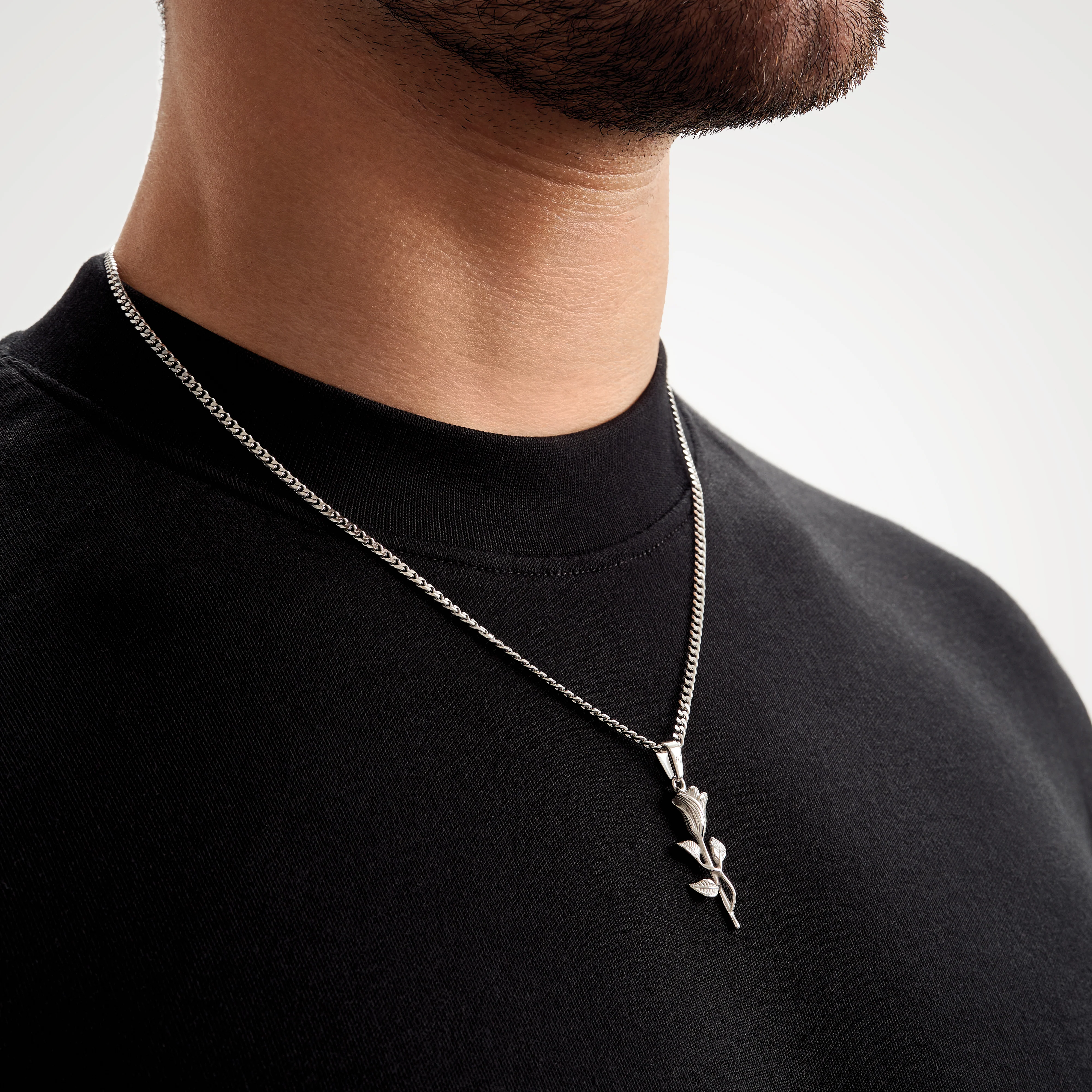 Rose Necklace - Silver - Image 3