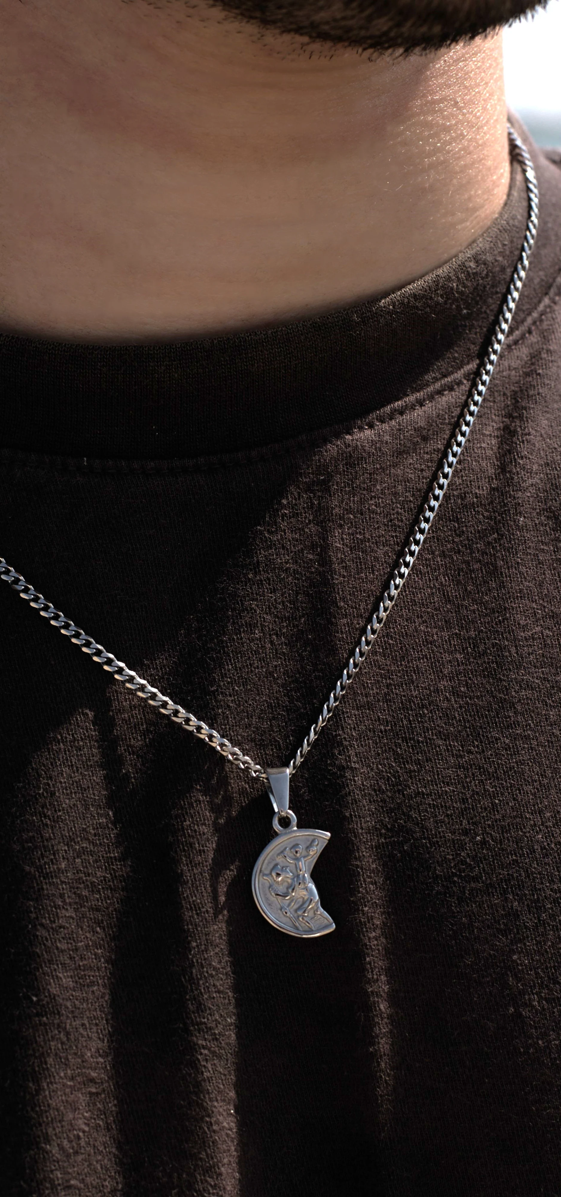 Silver St Christopher Necklace Half Coin - Image 4