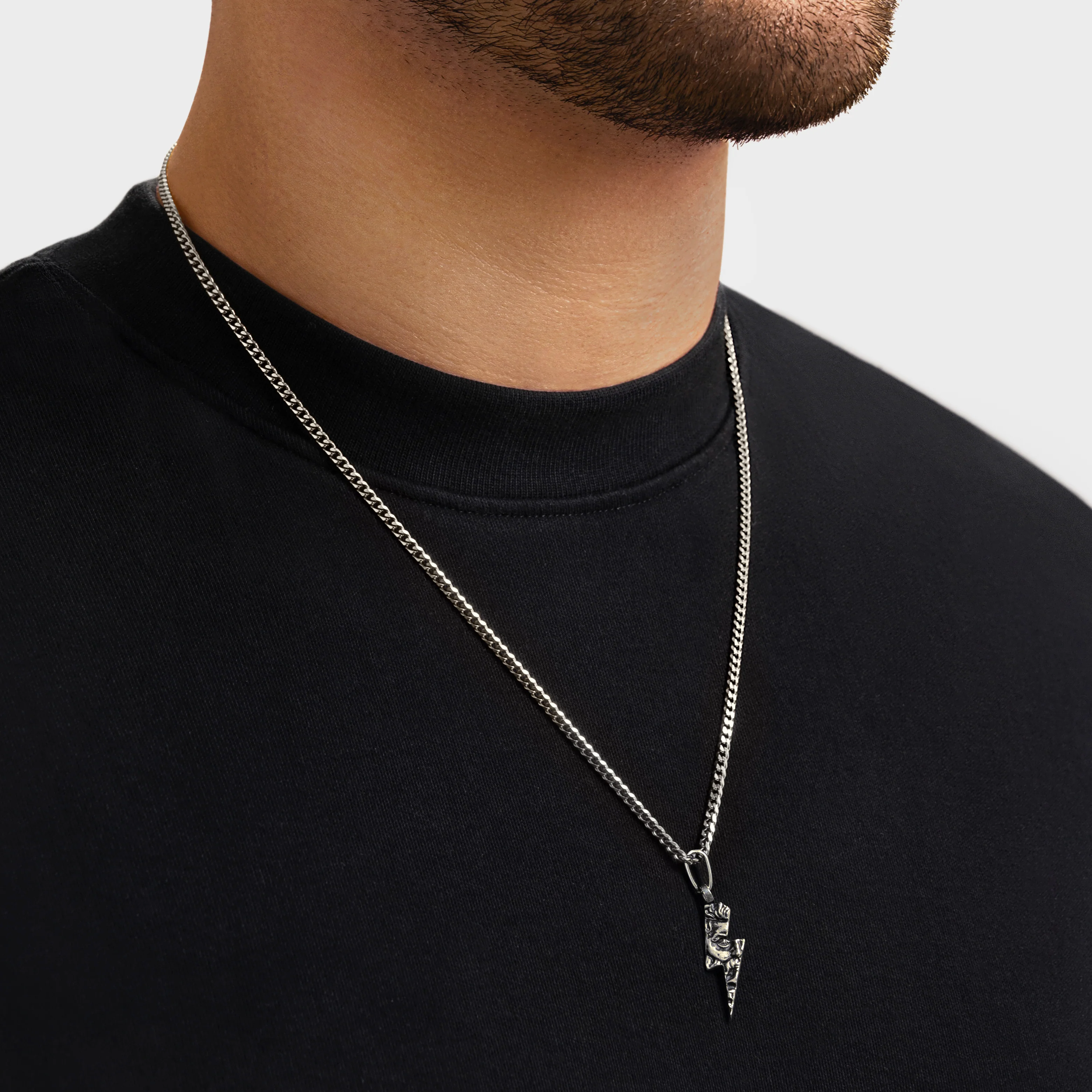 Zeus Lightning Bolt Necklace - Silver - Image 3